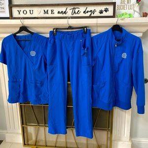 Cherokee I Flex Royal Blue Scrub Set Sz Med M